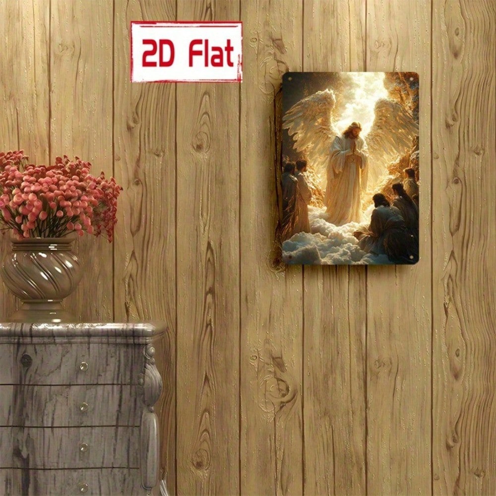 Angel prayer tin wall sign – on wood wall