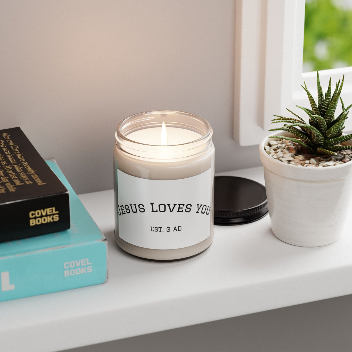 Scented Soy Candle — "Jesus Loves You" 9oz Inspirational Jar Candle