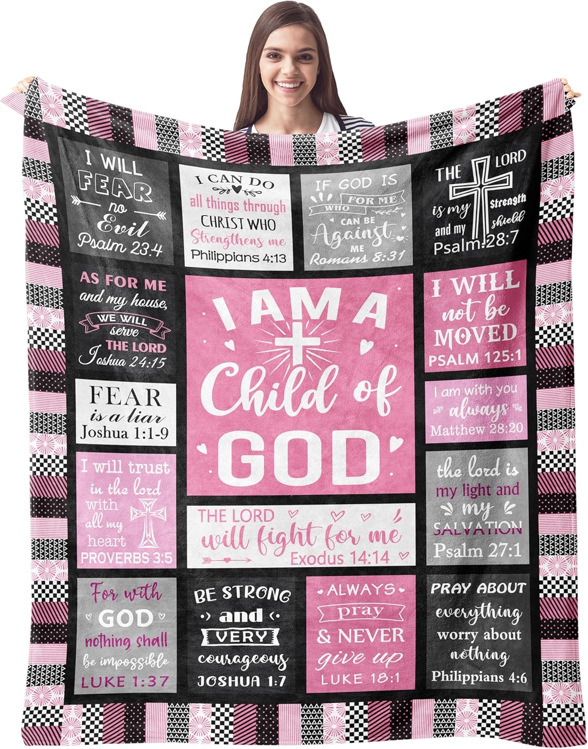 I Am A Child Of God pink scripture throw blanket – full blanket