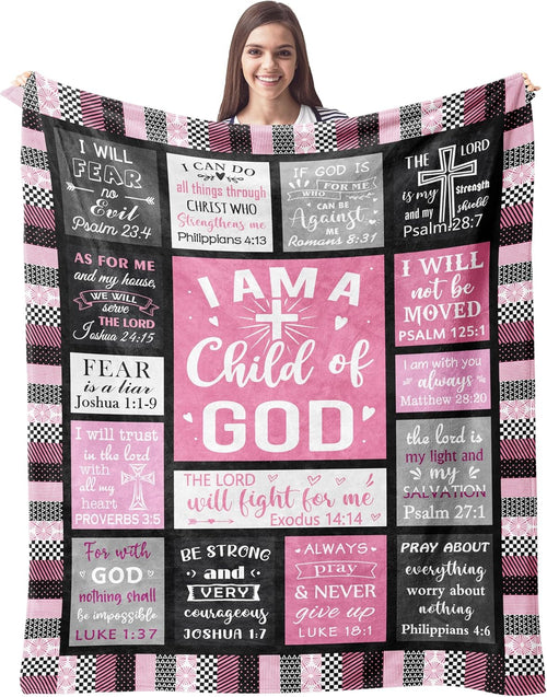 I Am A Child Of God pink scripture throw blanket – full blanket