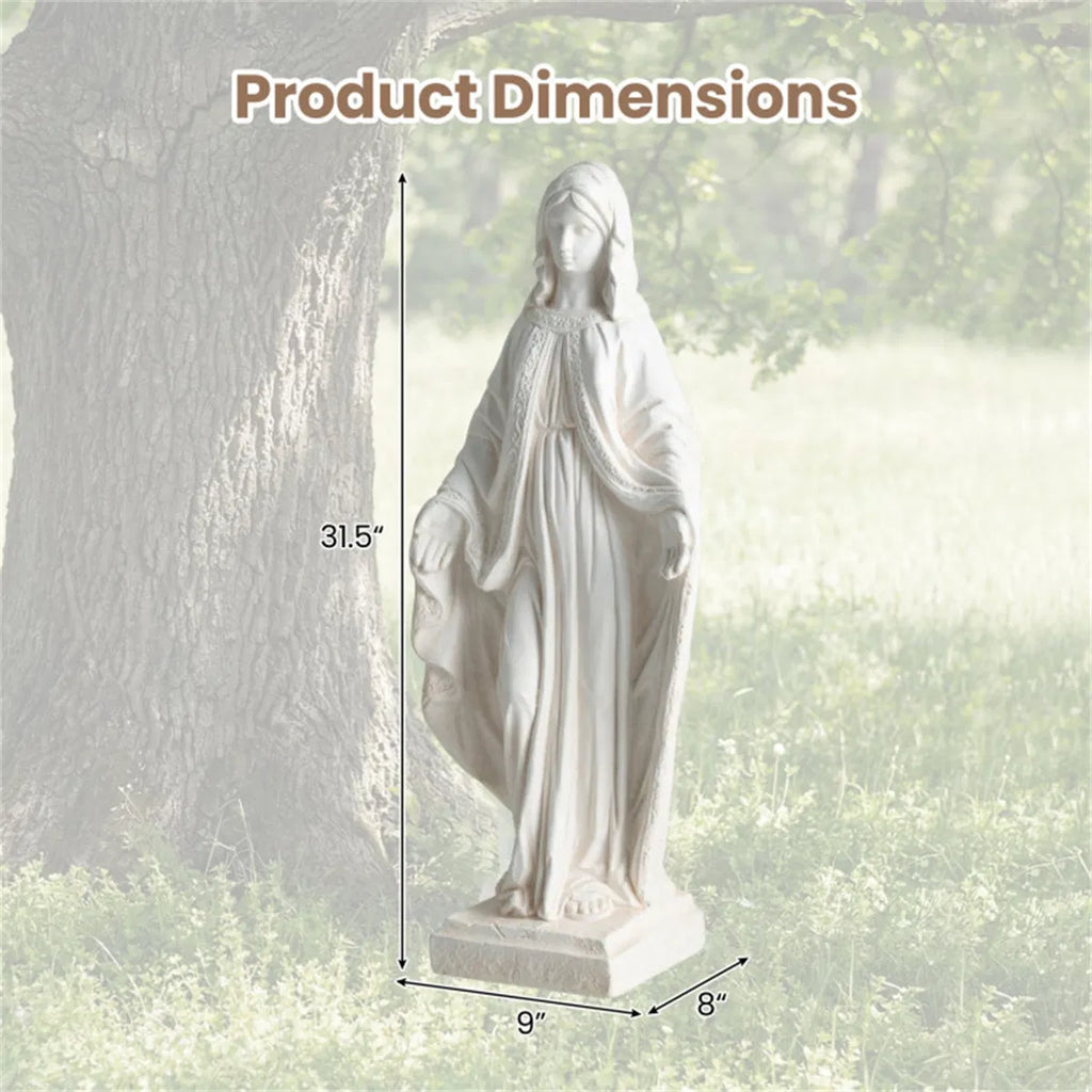 31.5 inch white Virgin Mary garden statue – dimensions 31.5 x 9 x 8 in