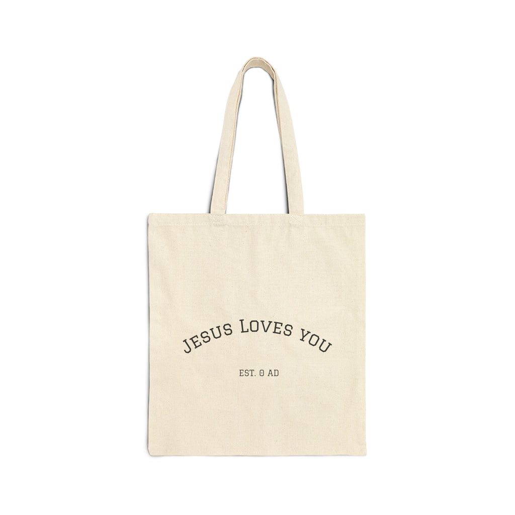 Jesus Loves You Cotton Canvas Tote Bag — Inspirational Faith Grocery & Everyday Shopper
