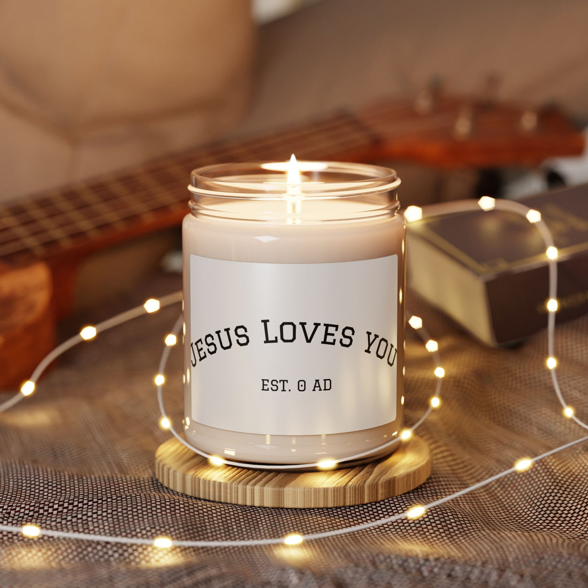 Scented Soy Candle — "Jesus Loves You" 9oz Inspirational Jar Candle