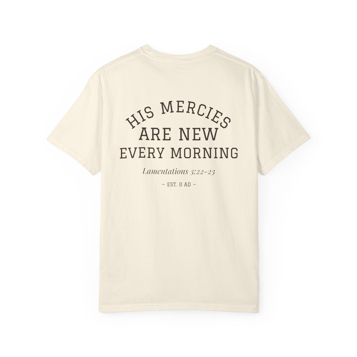 His Mercies Are New Every Morning Back Print Tee | Comfort Colors Christian Shirt