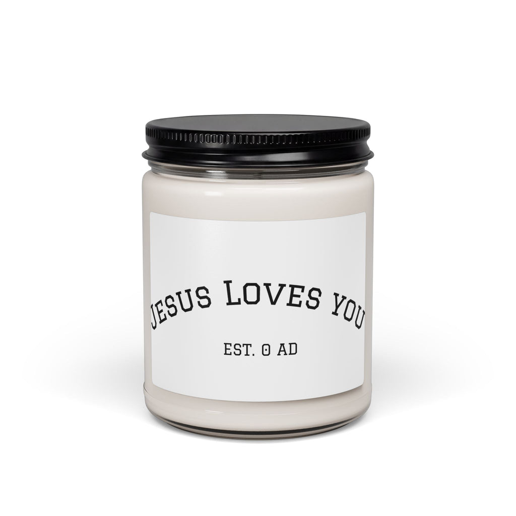 Scented Soy Candle — "Jesus Loves You" 9oz Inspirational Jar Candle