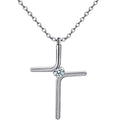 Simple titanium steel cross necklace, silver – front view